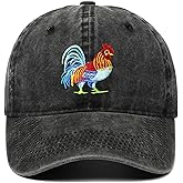 CJXPJZPLD Black Rooster Hat for Men Women Embroidered Chicken Denim Baseball Caps