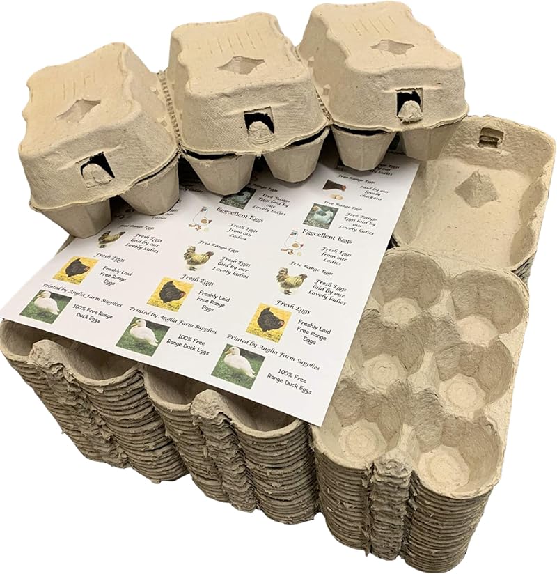 Anglia Farm Supplies 30 1/2 Dozen Grey Egg Boxes with 24 Labels