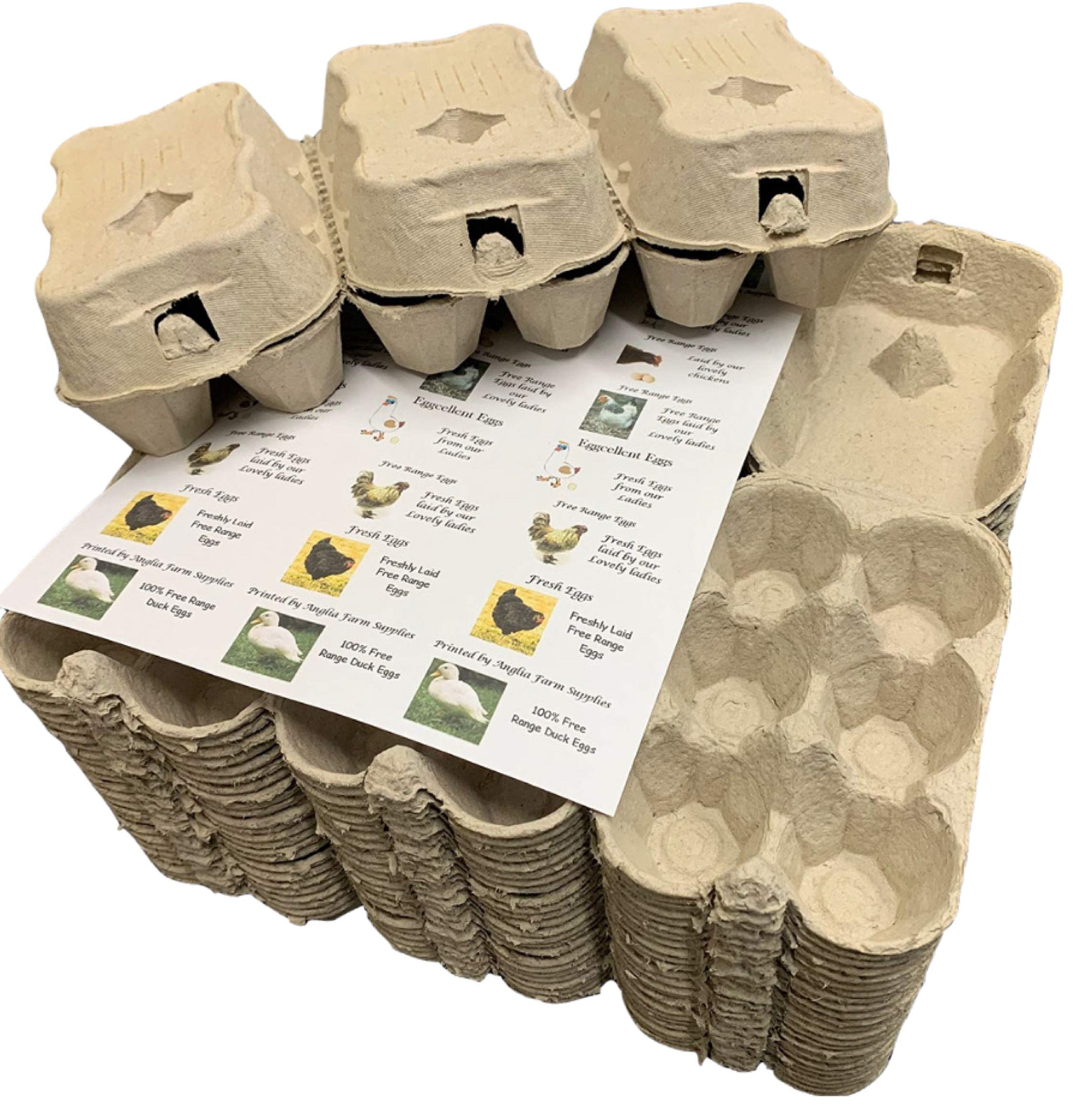 ANGLIA FARM SUPPLIES - 30 1/2 dozen new grey egg boxes - includes sheet of 24 Labels