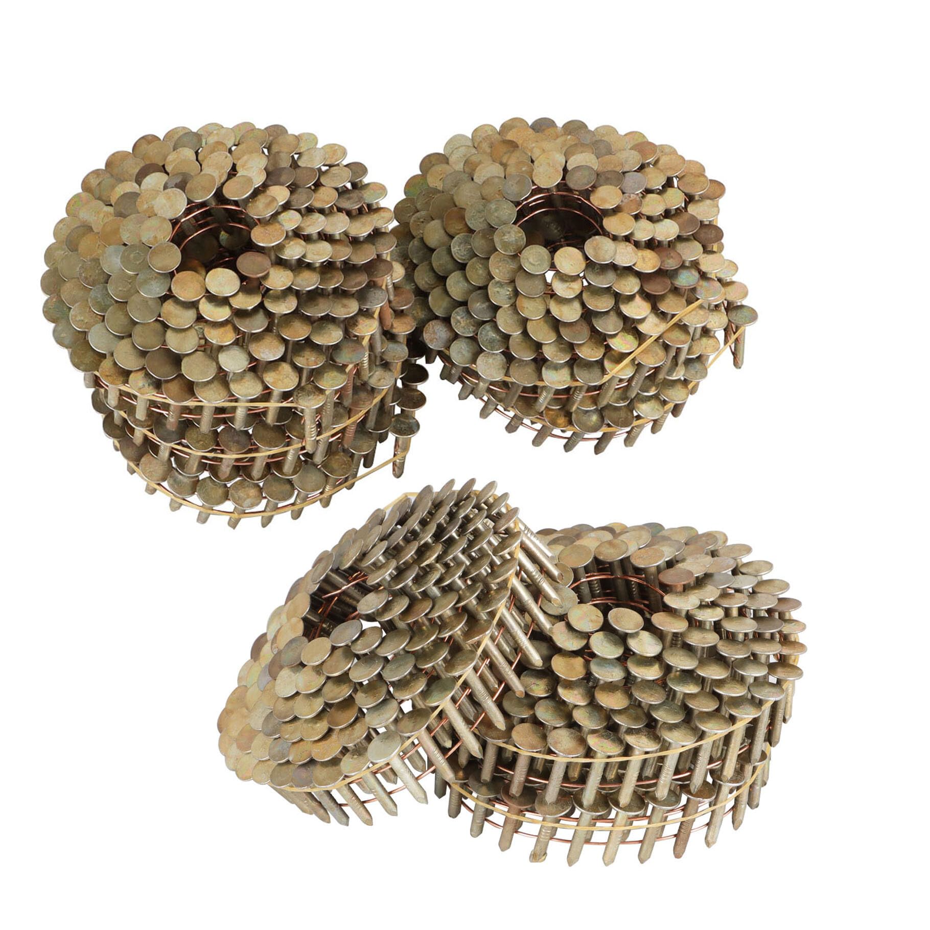 Photo 1 of Timunr 3600 Count Roofing Nails 15 Degree 3/4 Inch x 0.12 Inch Collated Wire Coil Full Round Head Ring Shank Electro Galvanized Roofing Nails. Adapted to Gun Type CRN45.
