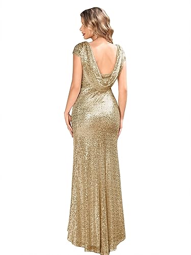 MisShow Women's Cap Sleeve Sequin Long Formal Dress Sparkly Glitter Prom  Dresses Cocktail Wedding Maxi Dressess US2 Gold in Dubai - UAE | Whizz  Dresses