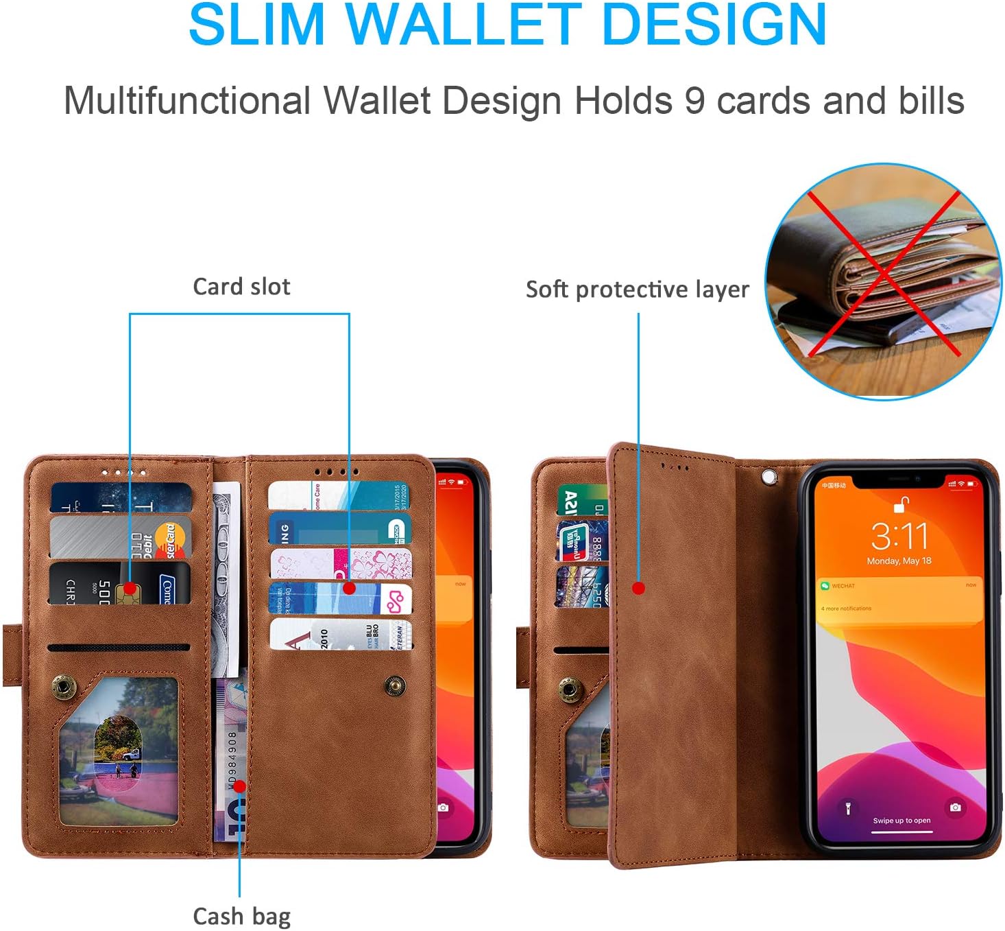 UEEBAI Wallet Case for iPhone 7/8/SE 2022 5G/SE 2020 - Image 3