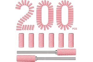 BLESWIN 200pcs 180 Grit Small Sanding Bands for Nail Drill with 2pcs 3/32’’ Upgrade Mandrels Bits, Mini Sanding Bands for Nail Drill for Manicure Nail Salon and Nail Enthusiasts Use, Pink