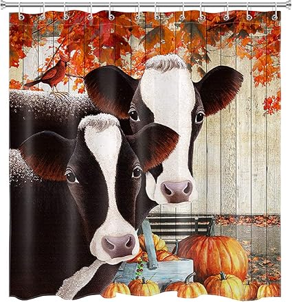 LB - Cortinas de ducha de animales de granja para baño, otoño, hojas de