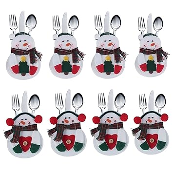 Decoración para la cubertería, diseño de traje de Papá Noel 8 Pcs Snowman: Amazon.es: Hogar
