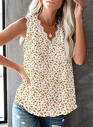 VIISHOW Women Ladies Sexy V Neck Lace Trim Tank