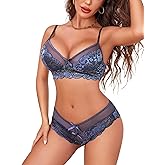 Avidlove Lingerie Set for Women Lace Bra and Panty Sets 2 Piece Lace Babydoll Outfits S-XXL