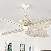 HEMLDAN 52" Ceiling Fan, Tropical Ceiling Fans with APP and Remote Control, Indoor Palm Leaf Ceiling Fans with Lights for Liv