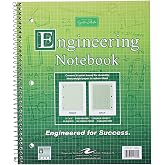 Roaring Spring Graph Ruled Spiral Engineering Notebook, Engineering Graph Paper, 5x5 Enclosed Grid, 8.5" x 11", 80 Perforated Sheets, 3 Hole Punched, Green Tinted Sheets, Made in USA