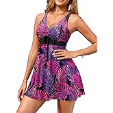 Arolina Plus Size Swimdress for Women High Waisted Tummy Control Tankini Bathing Suits Two Piece Swimsuits with Boyshorts