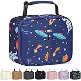 Capolo Insulated Lunch Box for Kids, Cute Thermal Lunch Bag for School, Reusable Lunch Tote for Boys and Girls, Durable Cooler Bag with Easy Grab Handle, Lightweight and Easy to Clean,Deep Blue Space