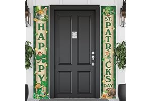 CTOSREE Vintage St. Patrick's Day Door Porch Sign Irish Shamrock Door Banner for Party Outdoor Decor Happy St. Patrick's Day Luck of the Irish Green Shamrock Check Welcome Porch Sign Front Door Party Supplies