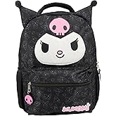 AI ACCESSORY INNOVATIONS Hello Kitty Kuromi Backpack for Girls, Sanrio Kawaii Bookbag, 16 Inch Anime School Bag with 3D Features, Black