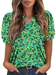 KISSMODA Women's Tunic Tops Casual V Neck Short