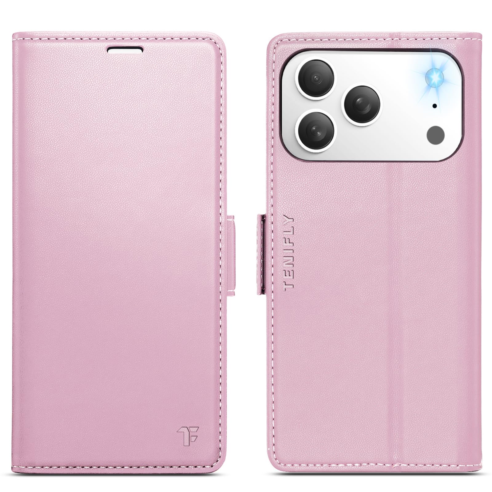 Tenifly for iPhone 17 Pro Case Wallet with RFID Blocking Card Holder, PU Leather Kickstand Protective Flip Phone Cover Fit for iPhone 17 Pro 6.3", Rose Gold