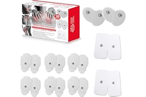 MASSAGE THERAPY CONCEPTS TENS Unit Pads - Premium Quality Snap Replacement Electrodes for TENS and EMS Electrotherapy - Self Adhesive Reusable Patches up to 30 Times (20 Pads) Combo (S, L, XL)