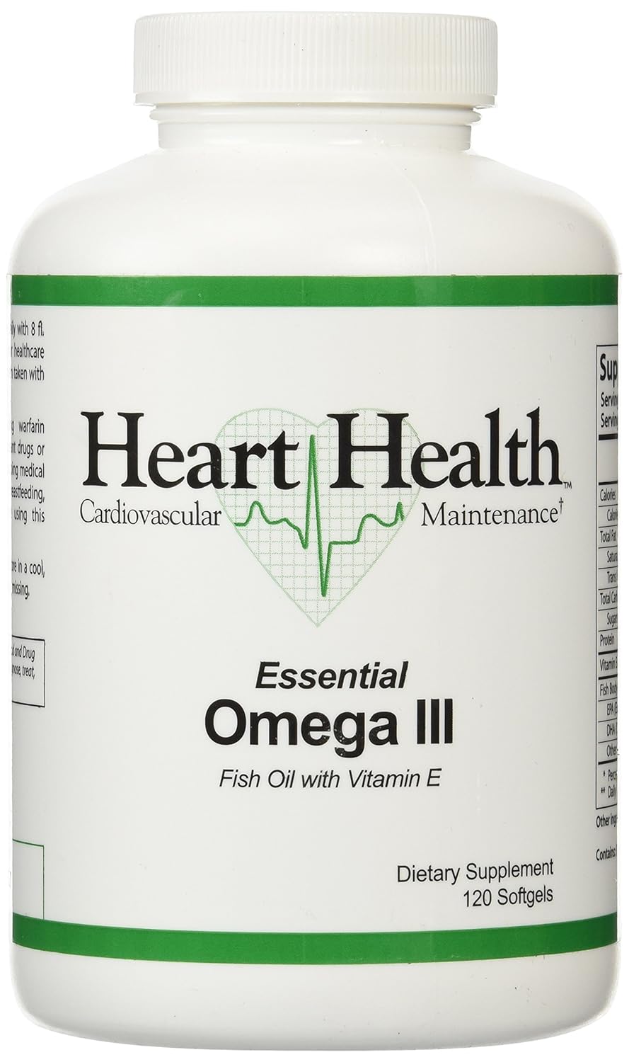 Heart Health™ Essential Omega III Fish Oil with Vitamin E Single Bottle 120 848570000774 eBay