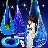 OUTREE Pod Swing Featuring Fiber Optic with 10 Colors and 17 Effects. Sensory Swing Suitable for Individuals with Sensory Needs (Blue)