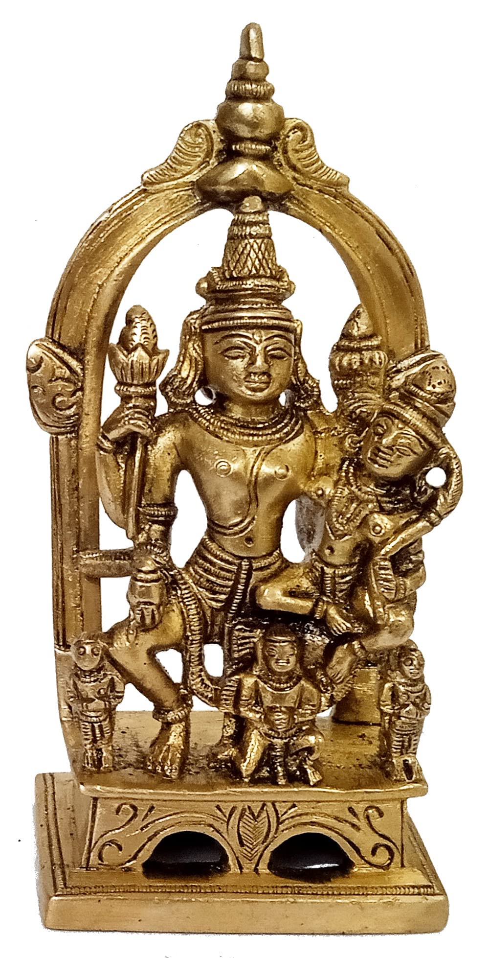 Purpledip Brass Idol Vishnu-Lakshmi (Laxminarayana) Garuda: Rare Collectible Statue For Home Temple (12502)