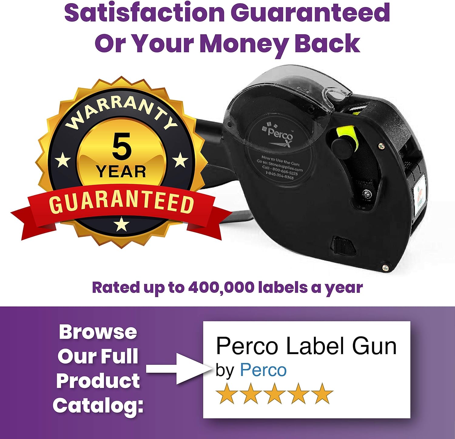 Perco X 1 Line Price Gun Kit - 1 Line Label Gun with 9000 White Blank Labels, and an Extra Inker : Office Products
