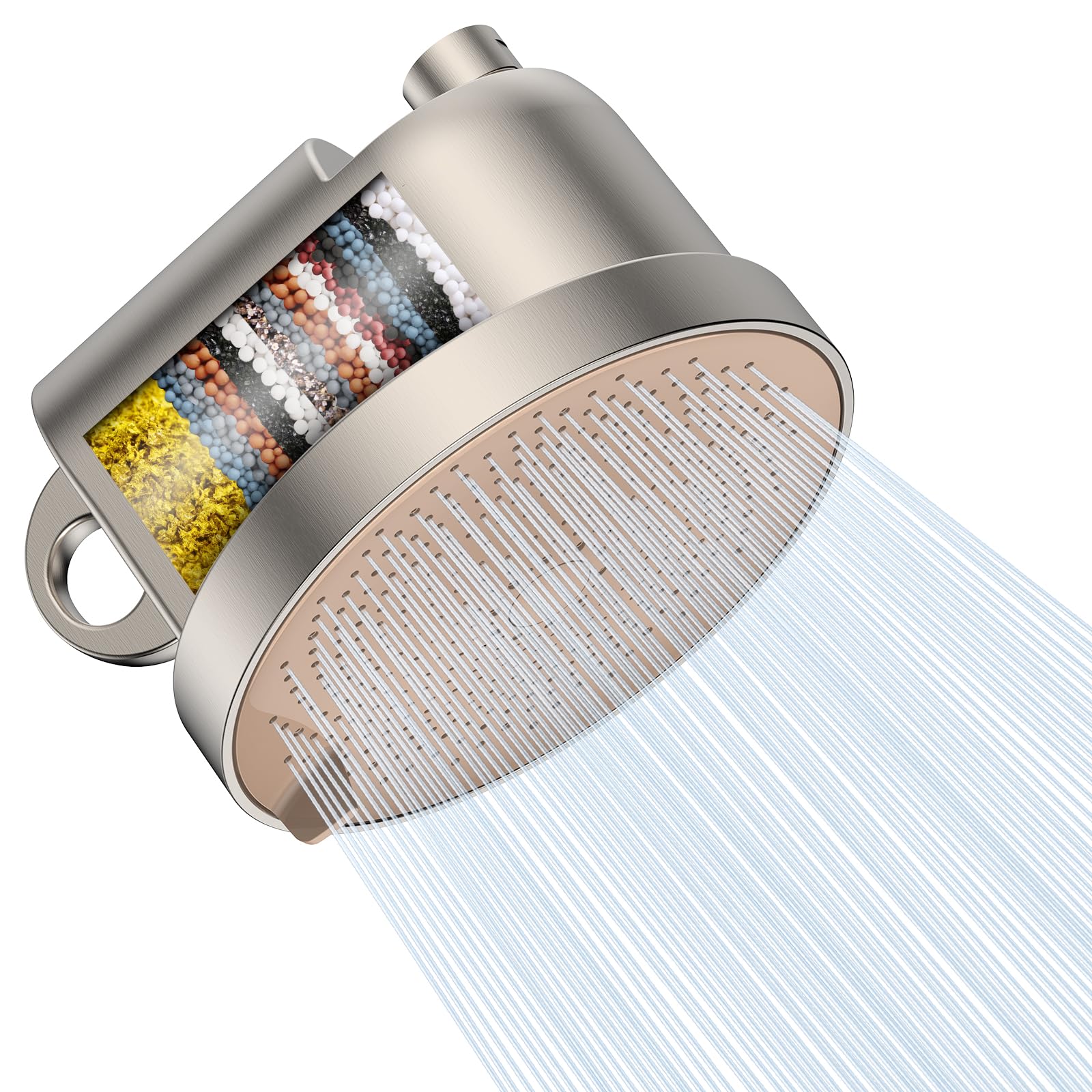 MakeFit Filtered Shower Head - 5 Settings High Pressure Rain Shower Head with Filter for Hard Water Softener - Easy Install & Replace - Bathroom Showerhead to Remove Chlorine & Heavy Metals Image