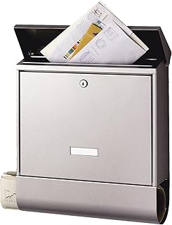 BURG-WÄCHTER Briefkasten mit Zeitungsbox und Namensschild, A4 Einwurf-Format, EU Norm EN 13724, Inkl. 2 Schlüsseln, Rostfreier, AMZ 2500 (Edelstahl)