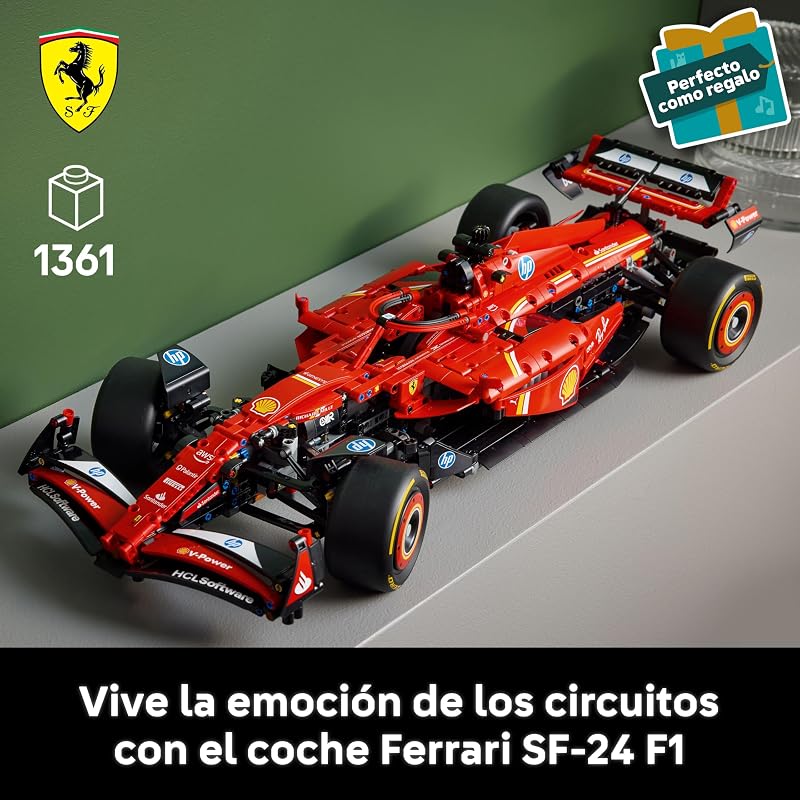 Technic Coche Ferrari SF-24 F1 Maquetas para Construir para Adultos - Vehículo de Carreras Rojo para Coleccionar - Regalo para Hombres y Mujeres, Padres o Pareja Aficionados a la Fórmula 1 42207