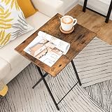 HOOBRO Side Table 2 Set Folding Tables Industrial Rustic Brown EBF25BZ01 view 2