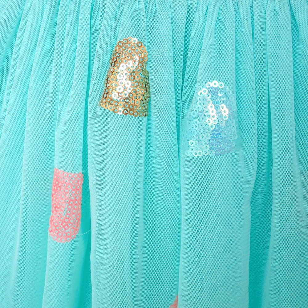 Sunny Fashion Girls Skirt Blue Heart Sequins Sparkling Tutu Dancing Size 2-12: Clothing