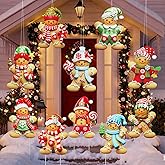Christmas Gingerbread Man Yard Signs with Stakes Outdoor,10Pcs Xmas Gingerbread Lawn Waterproof Decorations,Home Party Supplies decoration,Christmas Holiday Favors,For Porch Path Terrace Decoration