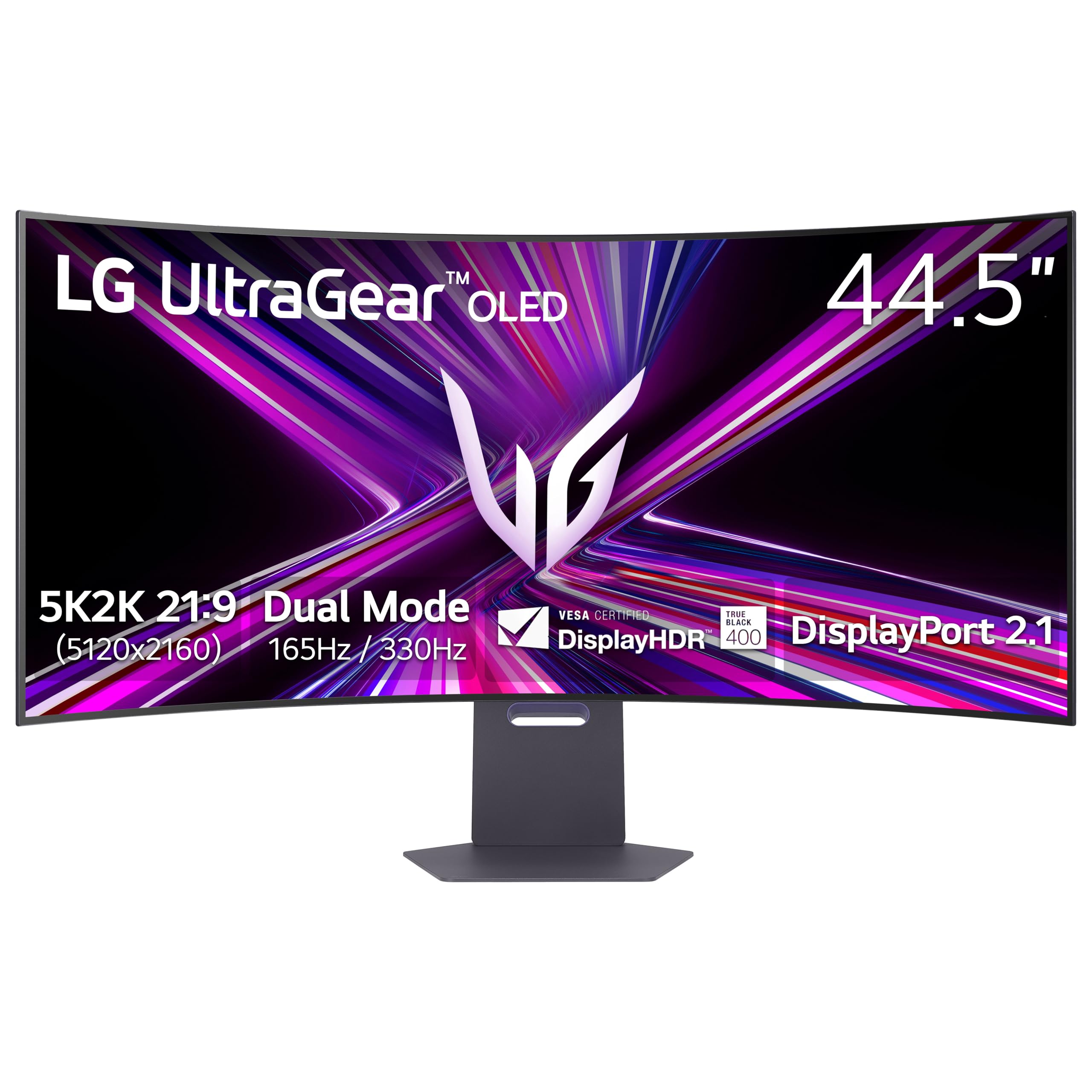 LG 45GX950A-B 45-inch Ultragear 5K2K WUHD (5120 x 2160) OLED Curved Gaming Monitor, Dual-Mode, 165Hz, 0.03ms, NVIDIA G-Sync, AMD FreeSync Premium Pro, HDR True Black 400, USB Type-C 90W, DP2.1, Black