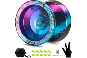 YOYOSTUDIO T16 Responsive Yoyo Professional, Dual Purpose Yoyo for Kids Beginner, Unresponsive Yo yo for Adults with Removal Bearing Tool, 10 Yo-Yo Strings, Case & Glove (Black Blue Pink)