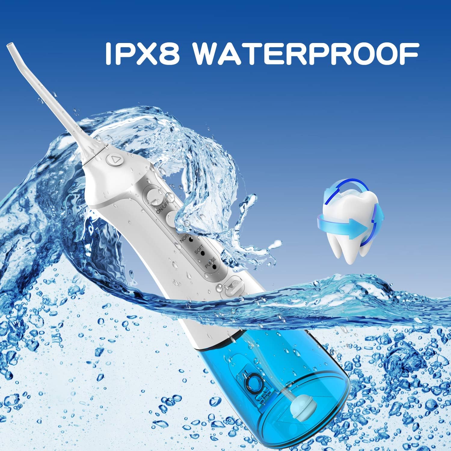 Cordless Water Flosser, Professional Dental Oral Irrigator Portable & Rechargeable 300ML Water Pick Teeth Cleaner IPX7 Waterproof with 6 Interchangeable Jet Tips for Home and Travel: Health & Personal Care