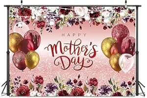 Dudaacvt 7x5ft Happy Mother's Day Backdrop Mother's Day Backdrop Mother's Day Balloon Flower Background Mother's Day Party Decoration Banner