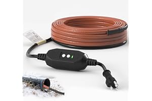YeloDeer 20 FT Inside Drain Pipe Heating Cable for Sewer and Waste, Self-Regulating In Pipe Heater Cable with GFCI, Submersible Heat Trace for Sewage Sump Septic Systems, CSA 5 W/FT 120 V