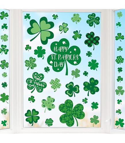 Happy St. Patrick's Day Duschvorhang - Grünes Kleeblatt Design, Wasserdicht, 180x180 Cm Inkl. 12 Haken