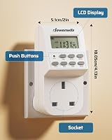 DEWENWILS Digital Lamp Timer Socket 20 On/Off Weekly Settings 13A 3200W 2 Pack view 7