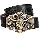 Western Leather Belt for Men Women Cowboy Cowgirl Mens Buckle Belt for Jeans, Country Belt, Ideal Men's Gifts