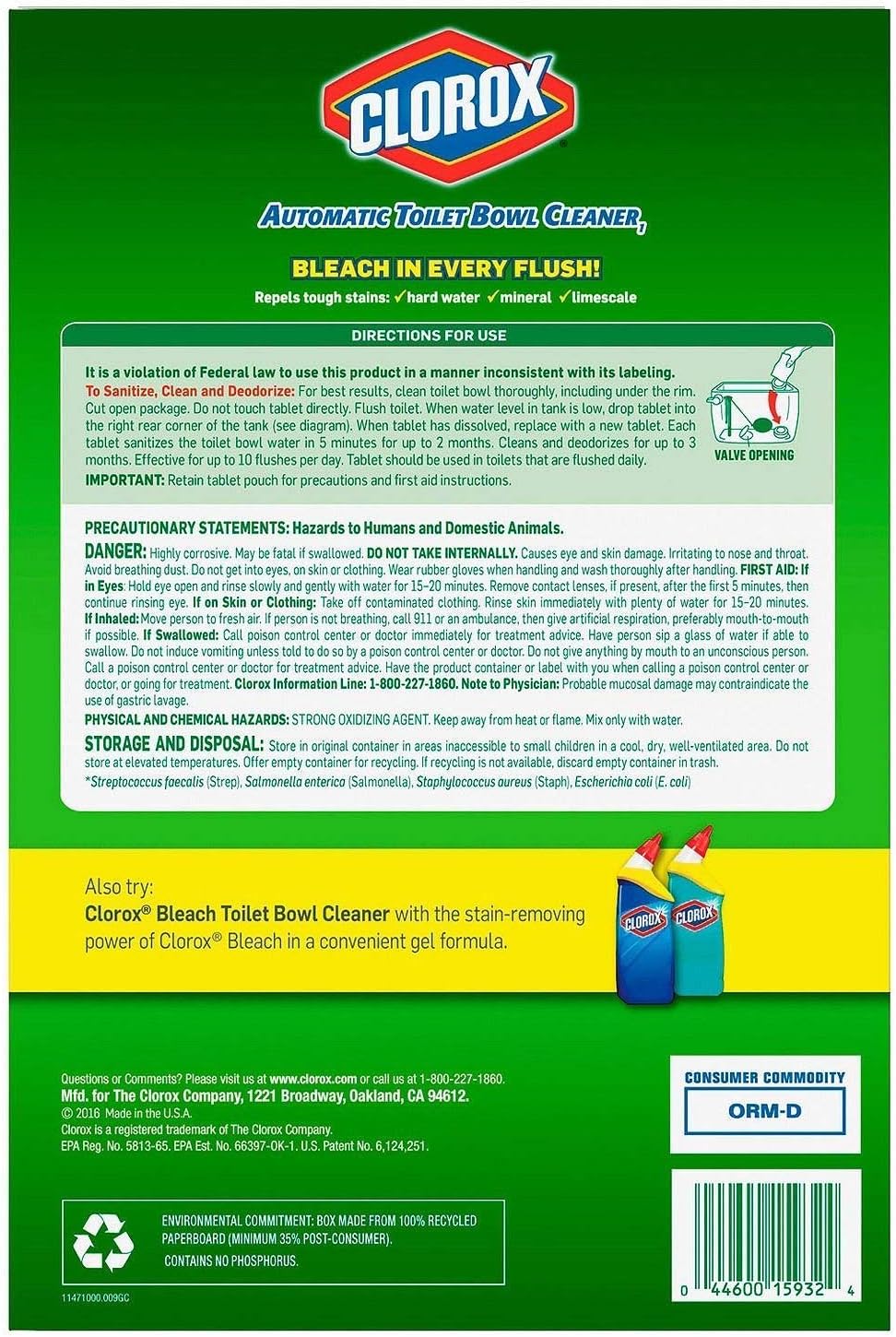 Clorox Automatic Toilet Bowl Cleaner Tablet - 3.5 Ounce, 6 Pack: Health & Personal Care