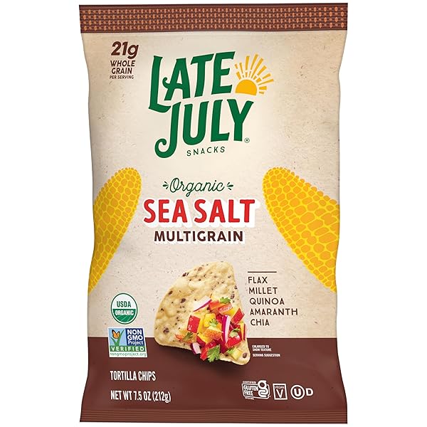 LATE JULY ORGANIC SEA SALT MULTIGRAIN TORTILLA CHIPS, 7.5 OUNCE