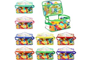 SHCSDR 8 Packs Extra Large Toy Storage Bags with Labels, Reusable Clear PVC Board Game Storage, Travel Waterproof Toy Organizer Bags with Name Tag and Manual Pocket for Building Blocks, Puzzle, Kids Books