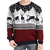 v28 Men's Christmas Reindeer Snowman Penguin Santa and Snowflakes Sweater