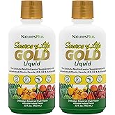 NaturesPlus Source of Life GOLD Multivitamin Liquid - 30 fl oz, Pack of 2 - Includes Vitamins D3, B12, K2 & Over 120 Whole Food Nutrients - 60 Total Servings