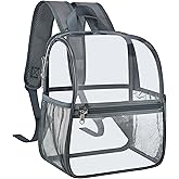 Mildbeer Small Clear Backpack, Stadium Approved 12x12x6 Clear Backpack for Women with 2 Bottle Holders for Festival Concert Sports Events