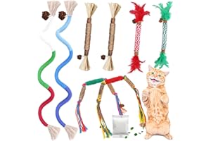 GBSYU Silvervine Sticks for Cats & Cat Chew Rope Toy with Refillable Natural Catnip Bag for Teeth Cleaning, Interactive Cat Catnip Toys for Indoor Cats, Kitten Teething Toys for All Breeds (8Pcs)