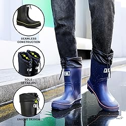 Rain Boots for Men, Waterproof Warm Rubber Boots