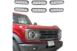 RERPRO Front Grill Inserts Cover Trims Mesh Grille Frame Kit Compatible with 2021 2022 2023 2024 2025 New Ford Bronco 2/4 Doo