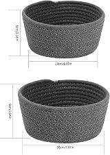 Jttxiu Cotton Rope Storage Baskets 2P Large Small Grey Woven view 2