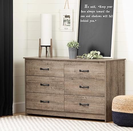 South Shore 12231 Tassio 6 Drawer Double Dresser Weathered Oak