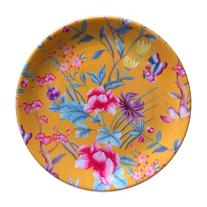 Cyahi - Yellow Dawn - Wall Plates Ceramic Decor with Hook for Hanging. 7 Diameter
